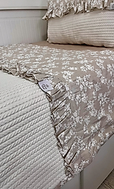 Elorenest Vizon Çiçekli Fırfırlı Çift Kişilik Pike Seti