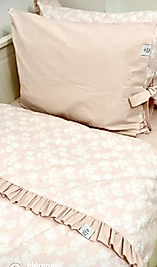 Elorenest fırfırlı pembe beyaz tek kişilik nevresim takımı