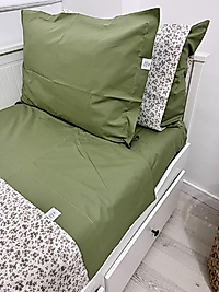 Elorenest Bicolor yeşil vizon çiçekli çift kişilik takımı