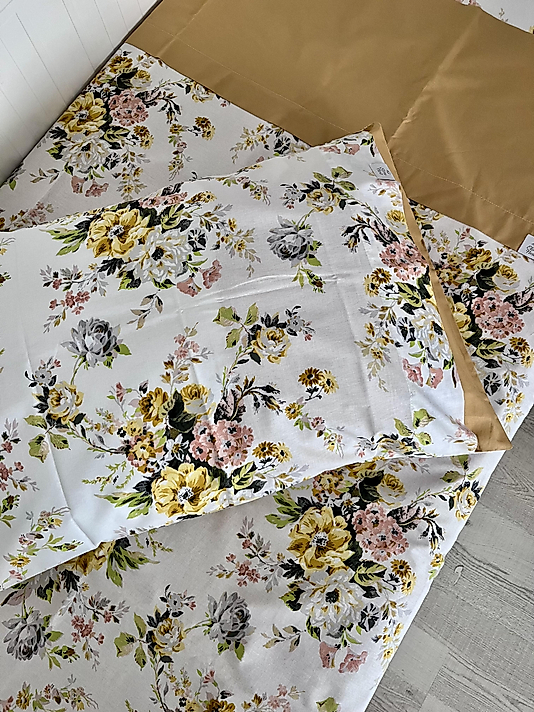 Elorenest Tek Kişilik Bicolor Hardal Çiçekli Nevresim Takımı