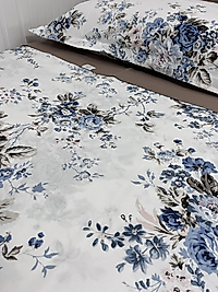Elorenest tek kişilik Bicolor kahve mavi çiçekli nevresim takımı