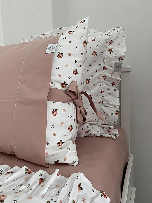 Elorenest Fırfırlı Pembe Çıtı Pıtı Çift Kişilik Nevresim Takımı