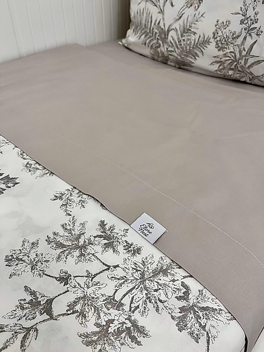 Elorenest Bicolor Taş Gri Dallı Çift Kişilik Nevresim Takımı