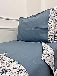 Elorenest Bicolor mavi minik çiçekli çift kişilik nevresim takımı