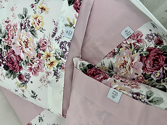 Elorenest Bicolor Pembe Çiçekli Çift Kişilik Nevresim Takımı