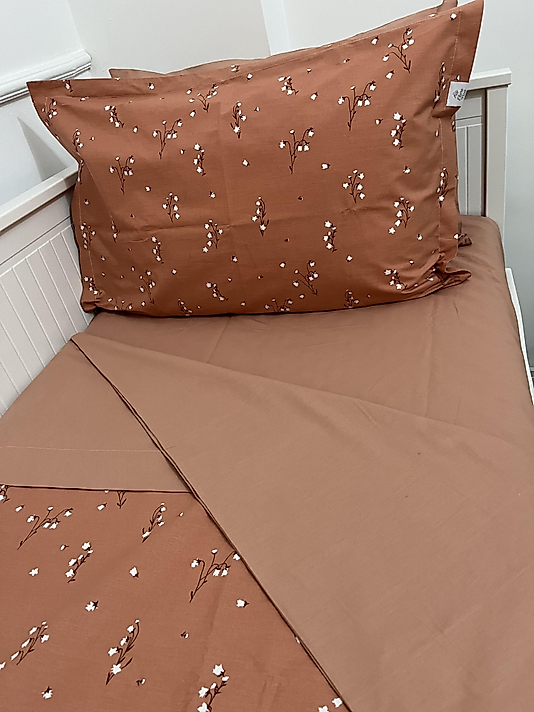 Elorenest Bicolor Tarçın Minik Çiçekli Çift Kişilik Nevresim Takımı