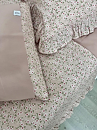 Elorenest fırfırlı pudra pembesi çiçekli çift kişilik nevresim takımı