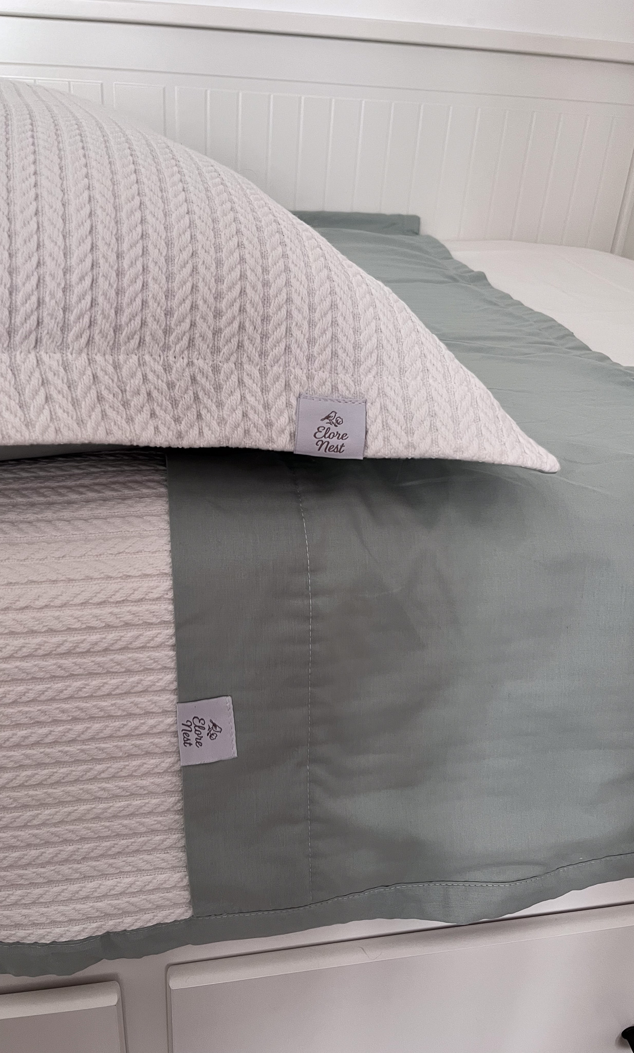 Elorenest Mint Yeşili Bicolor Tek Kişilik Pike Seti